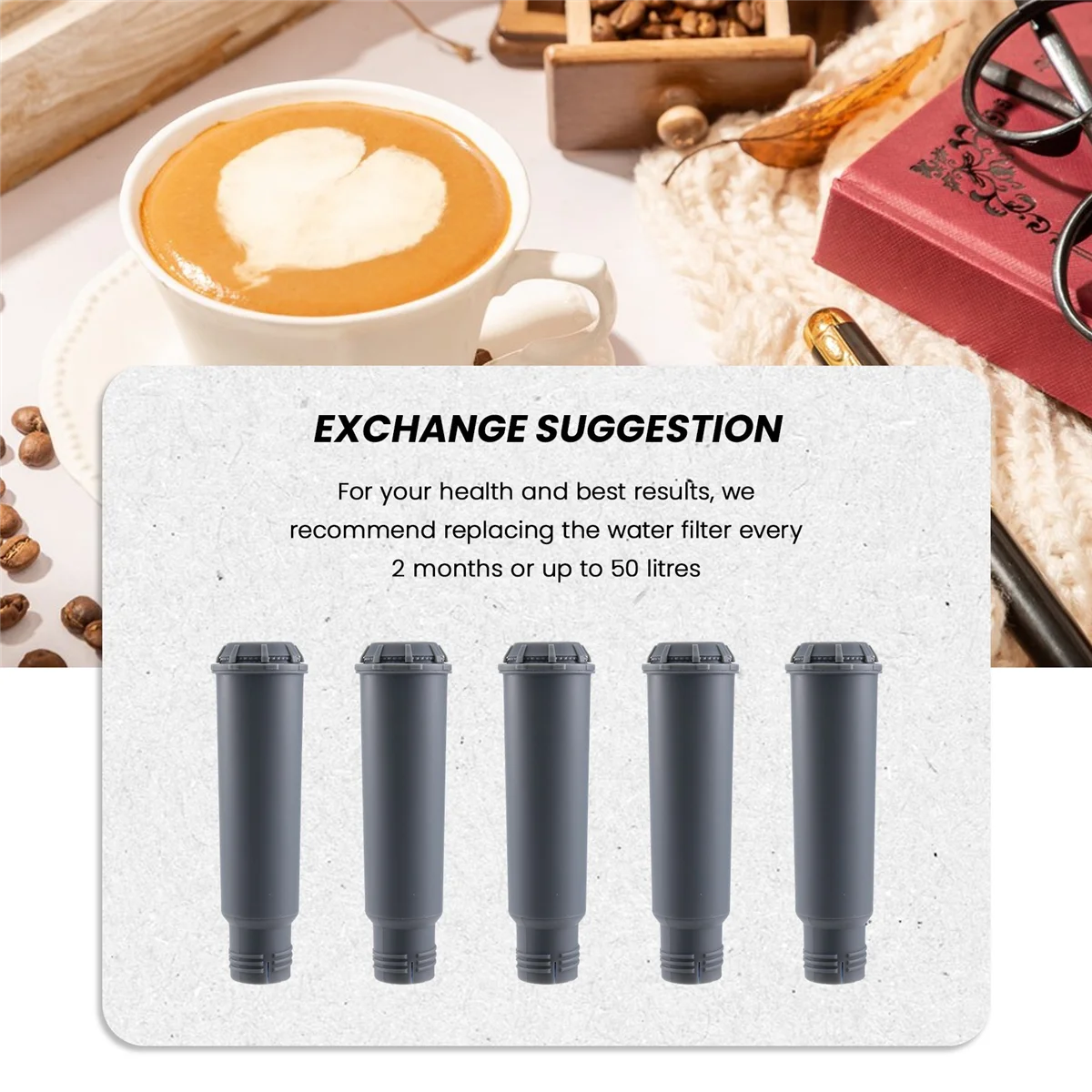 5ชิ้นเครื่องชงกาแฟตลับกรองน้ําสําหรับMelitta, Krups Claris F088, Nivonaอัตโนมัติเครื่องชงกาแฟน้ํากรองGSY