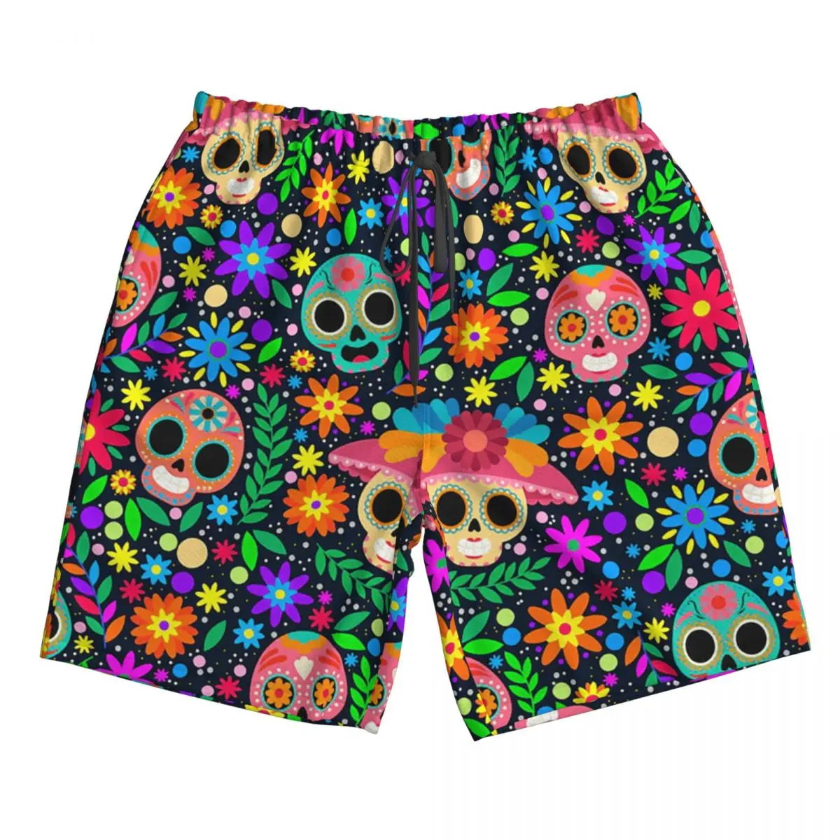 

Sugar Skull Mexican Flower Halloween Day Of The Dead 11 Trunks Beach Board Shorts Casual Quick Dry Swim Summer Men Pants
