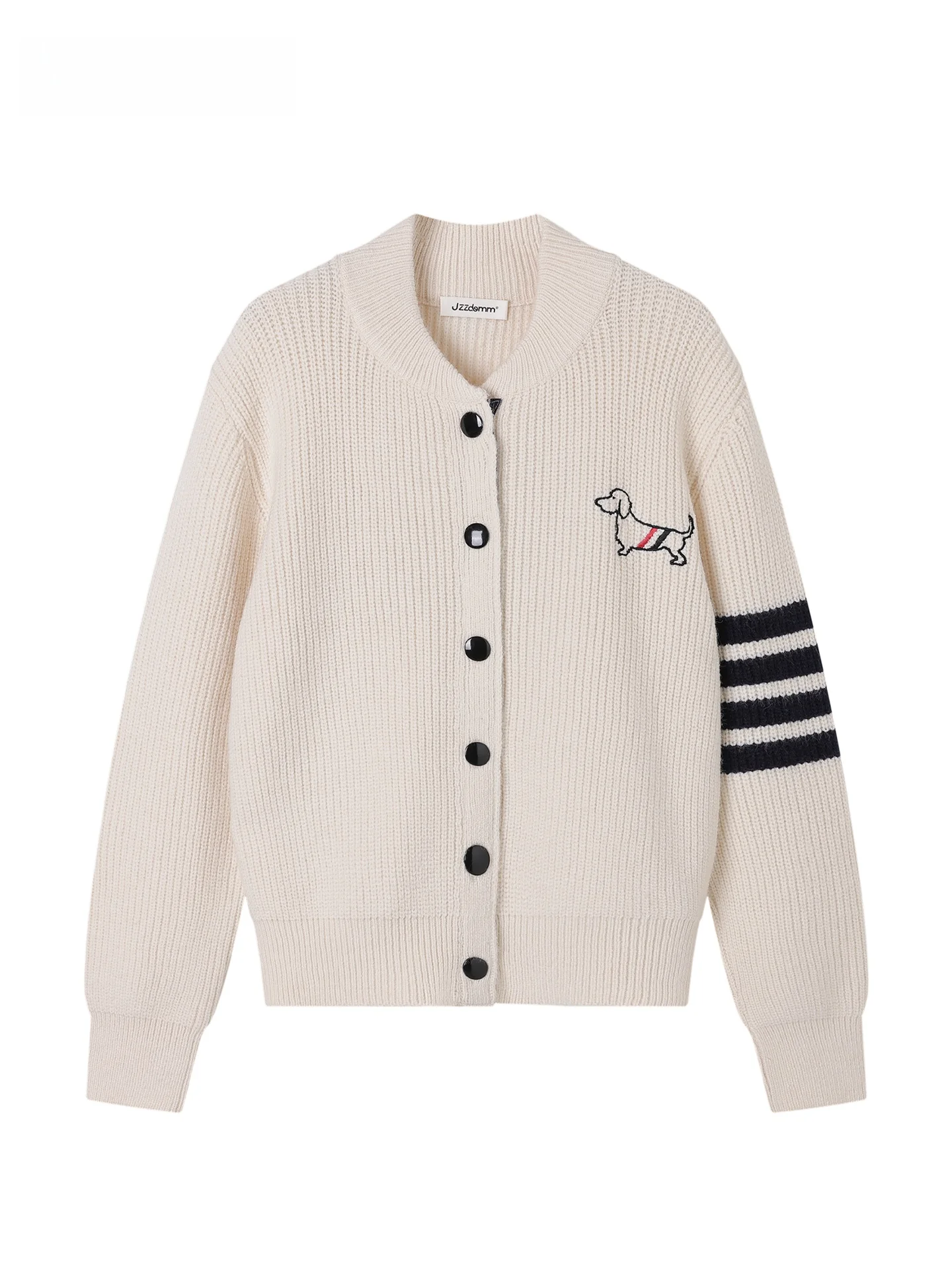 

JZZDEMM корейский вязаный кардиган, женский свитер с воротником-стойкой и вышивкой собаки, пальто, облегающее длинное свековое зимнее пальто...