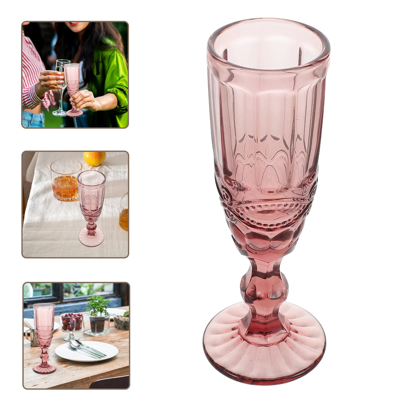 

Thickened Vintage Embossed Wine Glasses Juice Cups Decorative Elegant Stemmed Glassware for Home Wedding Vintage Juice Glasses