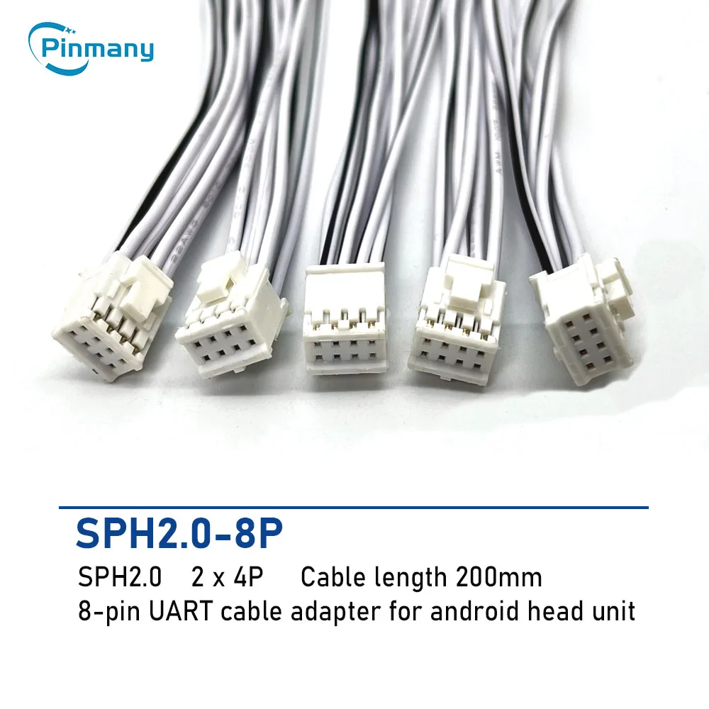 8-Pin SPH 2.0mm Spacing 2*4 Double Row Terminal Connector Electronic Harness for Android Head Unit CAN Bus Box UART Wiring