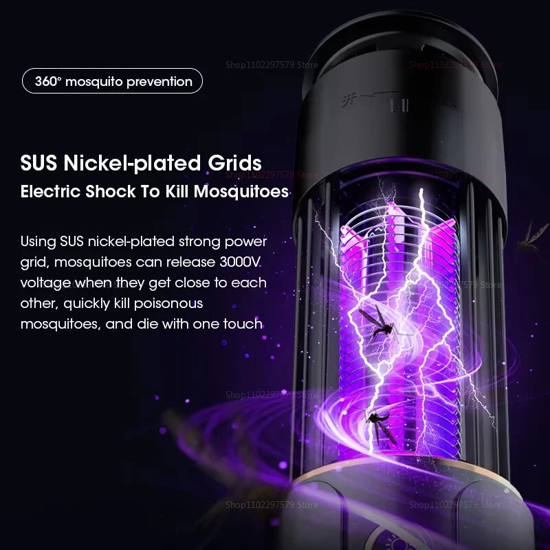 2025 قاتل الماموس الكهربائي القاتل مصباح في الهواء الطلق الحشرات فخ التخييم USB قابلة للشحن علة صاعق يطير طارد مع الموقت للداخلية