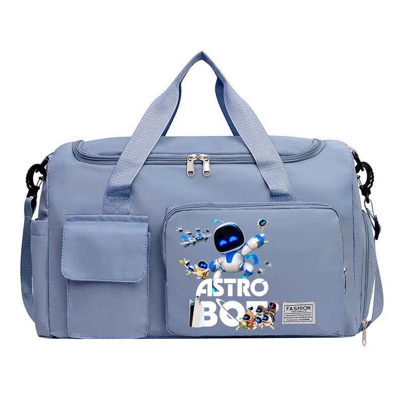 Astro Bot Travel Bags Anime Printed Figures Fashion Large Gym Duffle Bags with Shoe Compartment Sport Fitness Handbags Xmas Gift