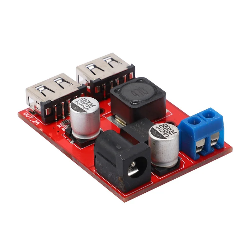 2X LM2596S Dual USB DC-DC 9V 12V 24V 36V To 5V 3A Step Down Buck Converter Board Charger Solar Power Supply Module
