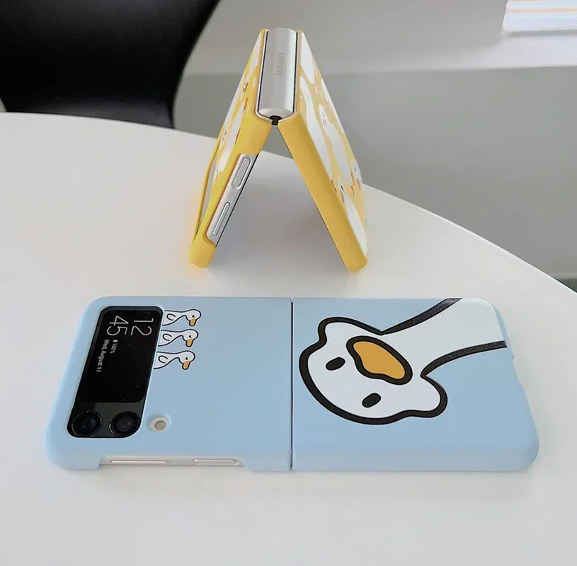 For Samsung Galaxy ZFlip 7FE Cute Cartoon Duck Smile Pet Case For Samsung Galaxy Z Flip 7 6 5 4 Ultra Thin Shockproof Soft Cover