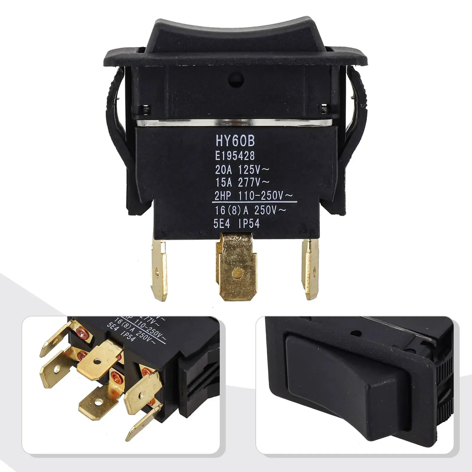 

Rocker Switch ON OFF ON Model HY60B with Six Terminals Designed for Both Industrial and Household Equipment Use