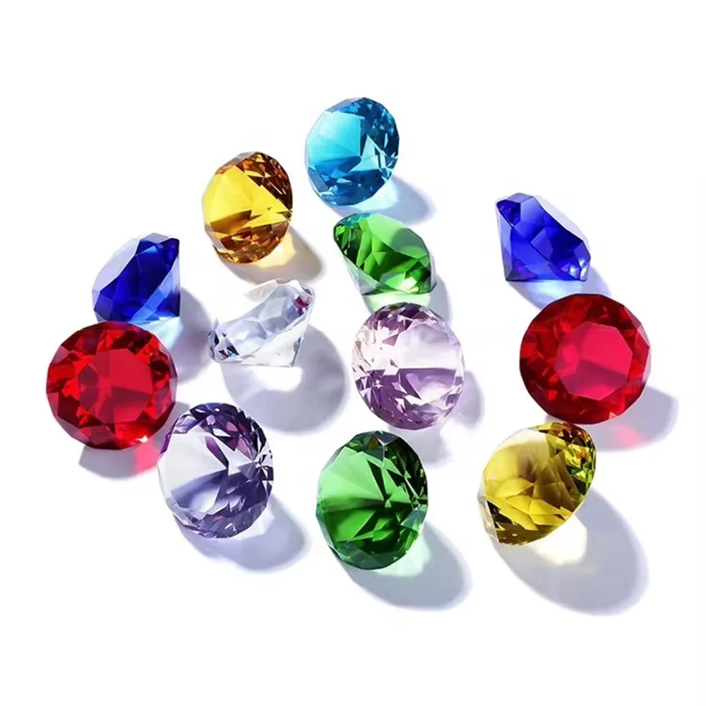 Custom 30mm-80mm color transparent crystal glass diamond paperweight for home decoration decorative arts and crafts