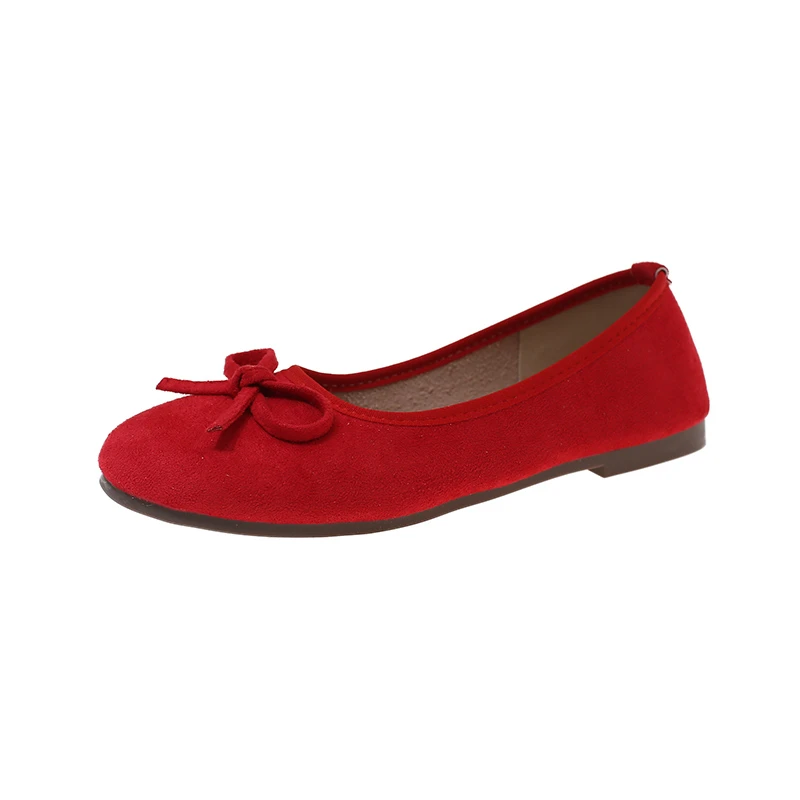 Damen Ballerinas mit Schleifendekoration, runder Zehenpartie, aus Wildleder, zum Hineinschlüpfen. – Detail 21
