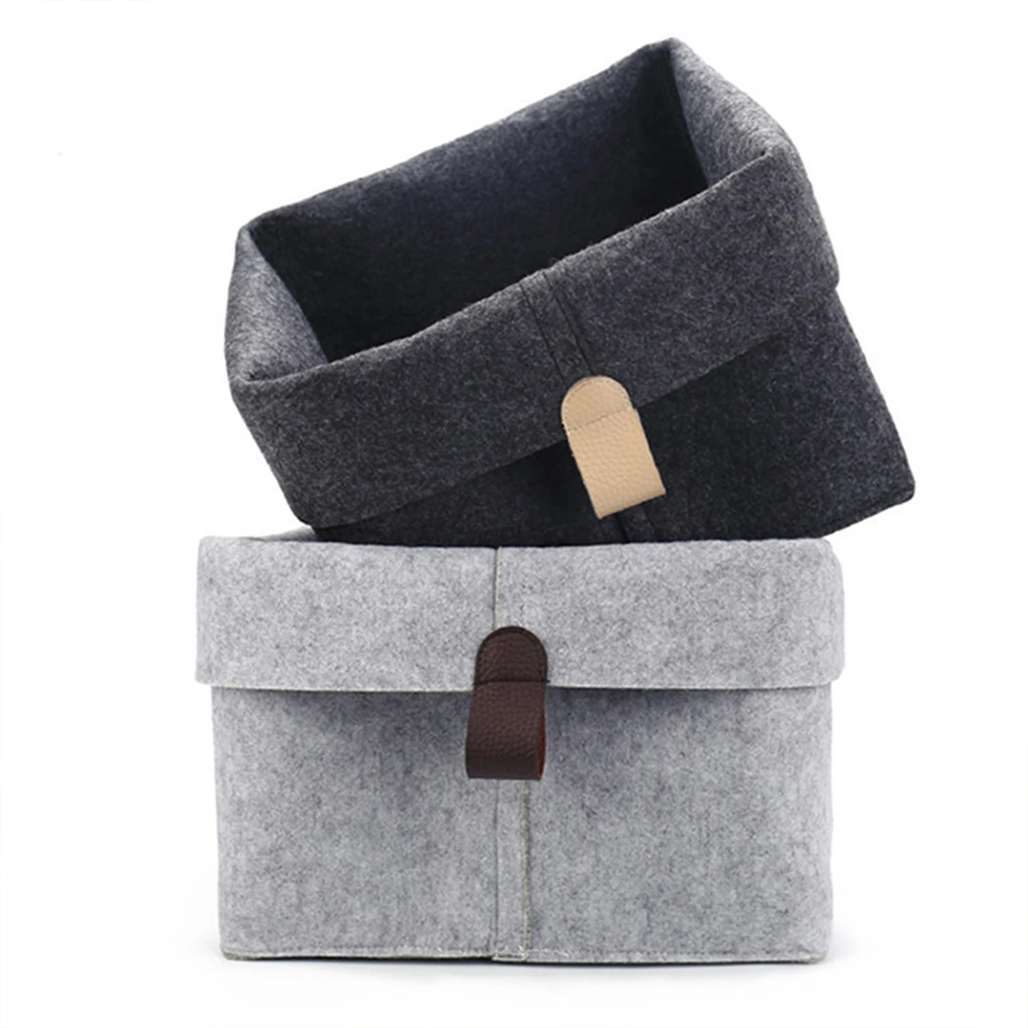 Nordic Felt Storage Basket Living Room Tea Table Black Gray Sundries Storage Basket Cloth Felt Storage Box Bedroom Socks