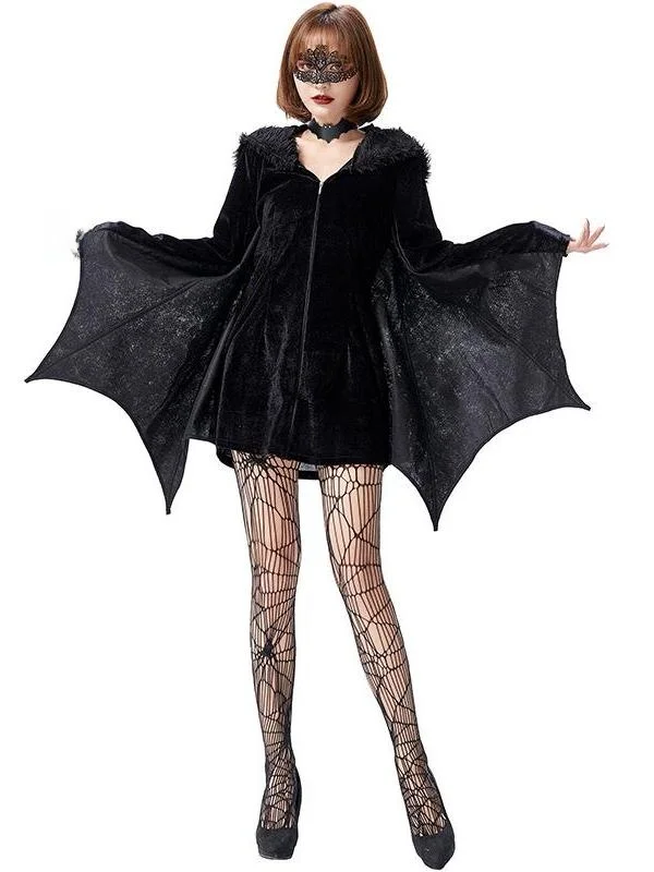 Disfraz de murciélago de Halloween, máscara de ojos de encaje, cubierta facial, traje de Cosplay para mujer, traje tradicional chino puesta en escena