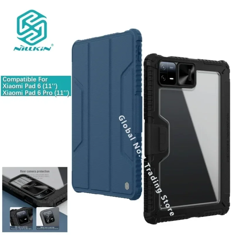 

NILLKIN For Xiaomi Pad 6 Case/Pad 6 Pro Shockproof lens slide cover flat shell with pen slot protective cover