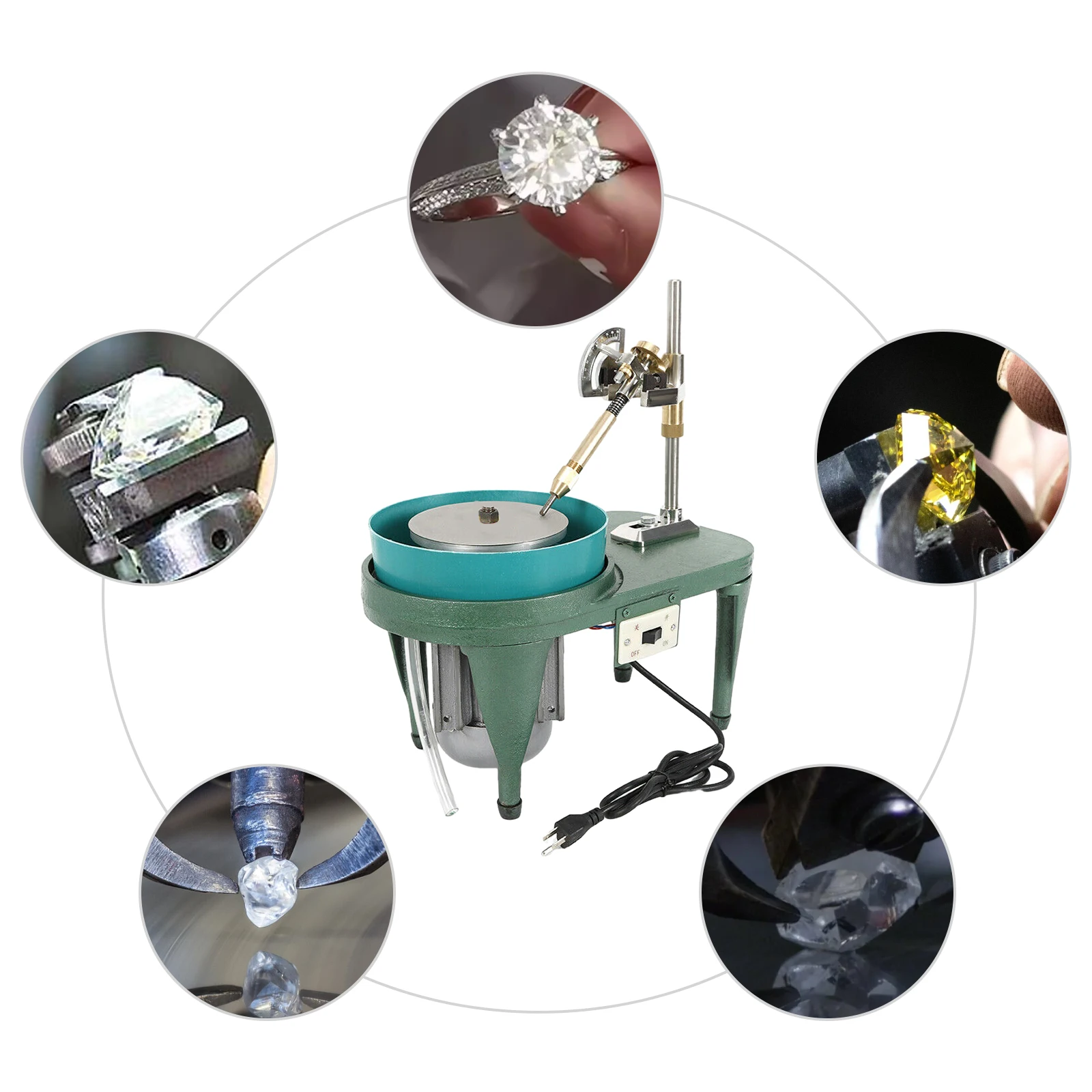 Smerigliatrice piatta per pietre preziose da 180 W 2800 giri/min Macchina per sfaccettatura di gemme Disco per lucidatura da 15 cm per strumenti per smerigliatrice piatta da lavoro lapidario ﻿