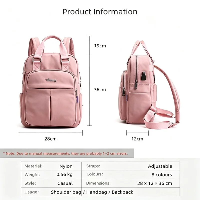 Women Multi‑Pocket Backpack Waterproof Travel With Usb Charging Hole Large Capacity Casual Shoulder Bag For School Trip Office