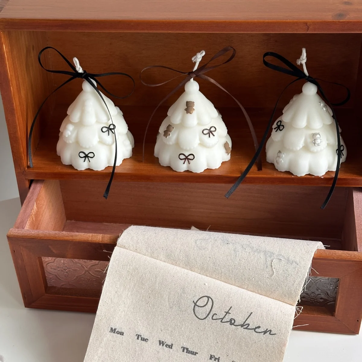 القوس شجرة عيد الميلاد قالب شمع اليدوية الجص ديكور الروائح الجبس الحرف قالب الإبداعية هدية الايبوكسي الراتنج قالب من السيليكون #4