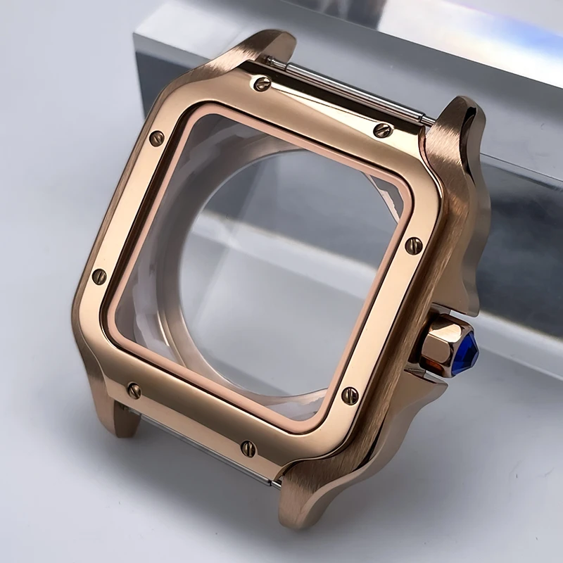 38mm NH35 Quadratisches Gehäuse Schwarz Gold Edelstahl Modifikationsteile für SKX Mod Zubehör Fit Santo Case NH35 NH36 Uhrwerk – Detail 16