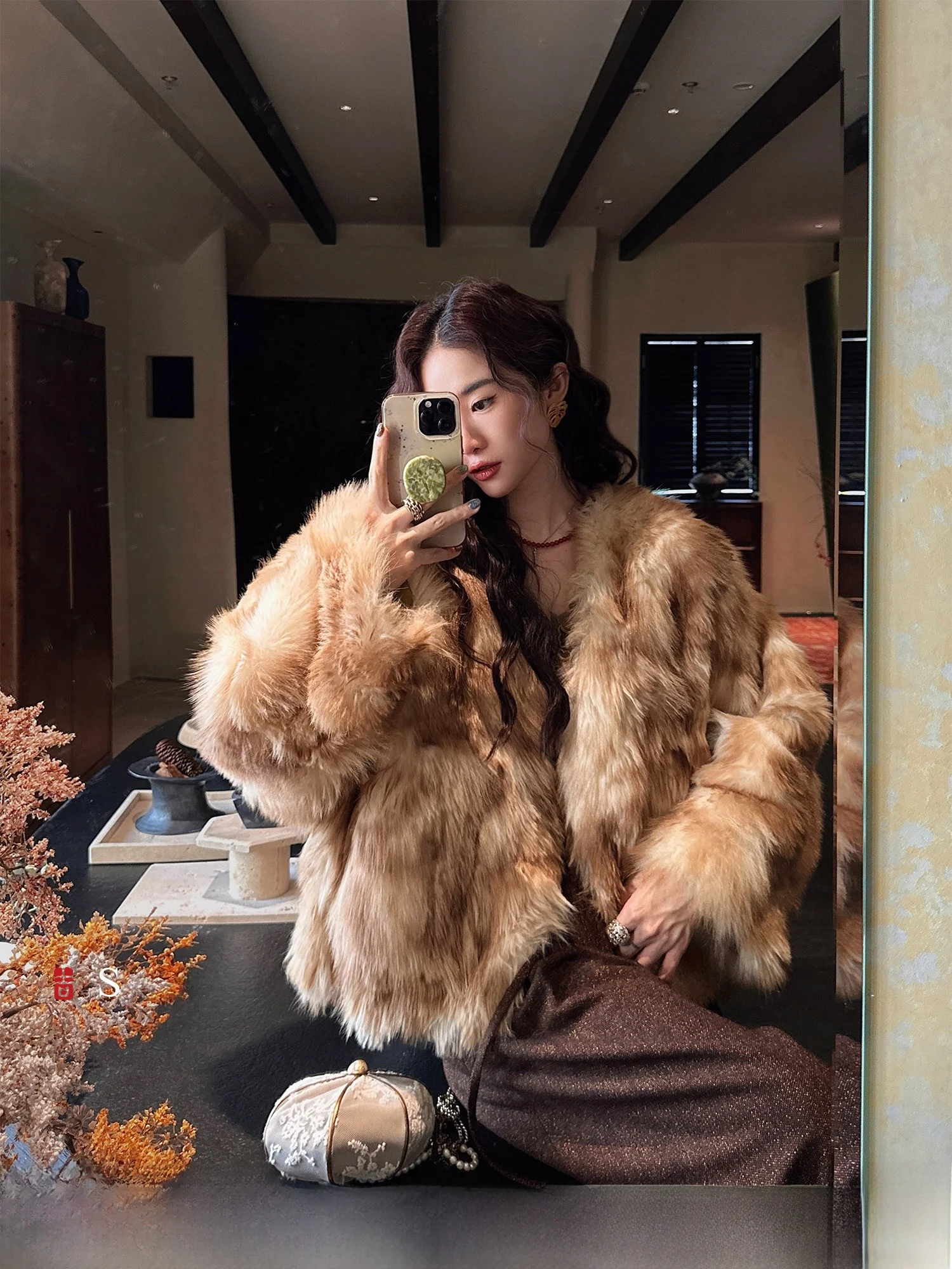 

Sanji Bla Fur Coat Women's New 2025 Plu Eco-Friendly Artificial Fur Outerwear Warm Casual Sle Long Sve V-Ne