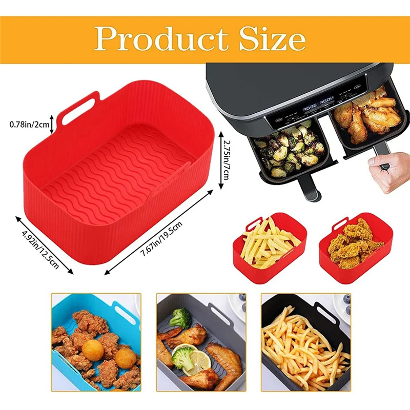 Air Fryer Liners for Ninja Air Fryer Dual, Reusable Air Fryer Silicone Liner for Ninja Air Fryer Accessories,Red