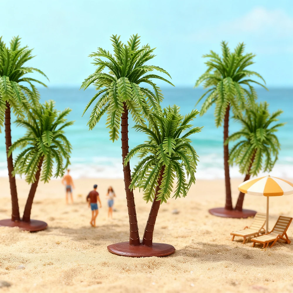 10PCS Miniature Palm Trees Artificial Plants for Diy Model Making Railway/Micro Landscape/Diorama/Sandtable Buliding Layout