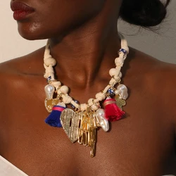 Bohemian Statement Beads&Hearts Necklace for Women Trendy Wedding Party Jewelry