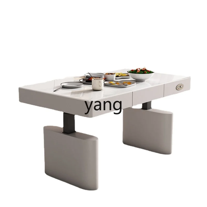 

Yjq Multi-Functional Lifting Coffee Table Living Room Home Small Apartment Stone Plate Multi-Functional Desk