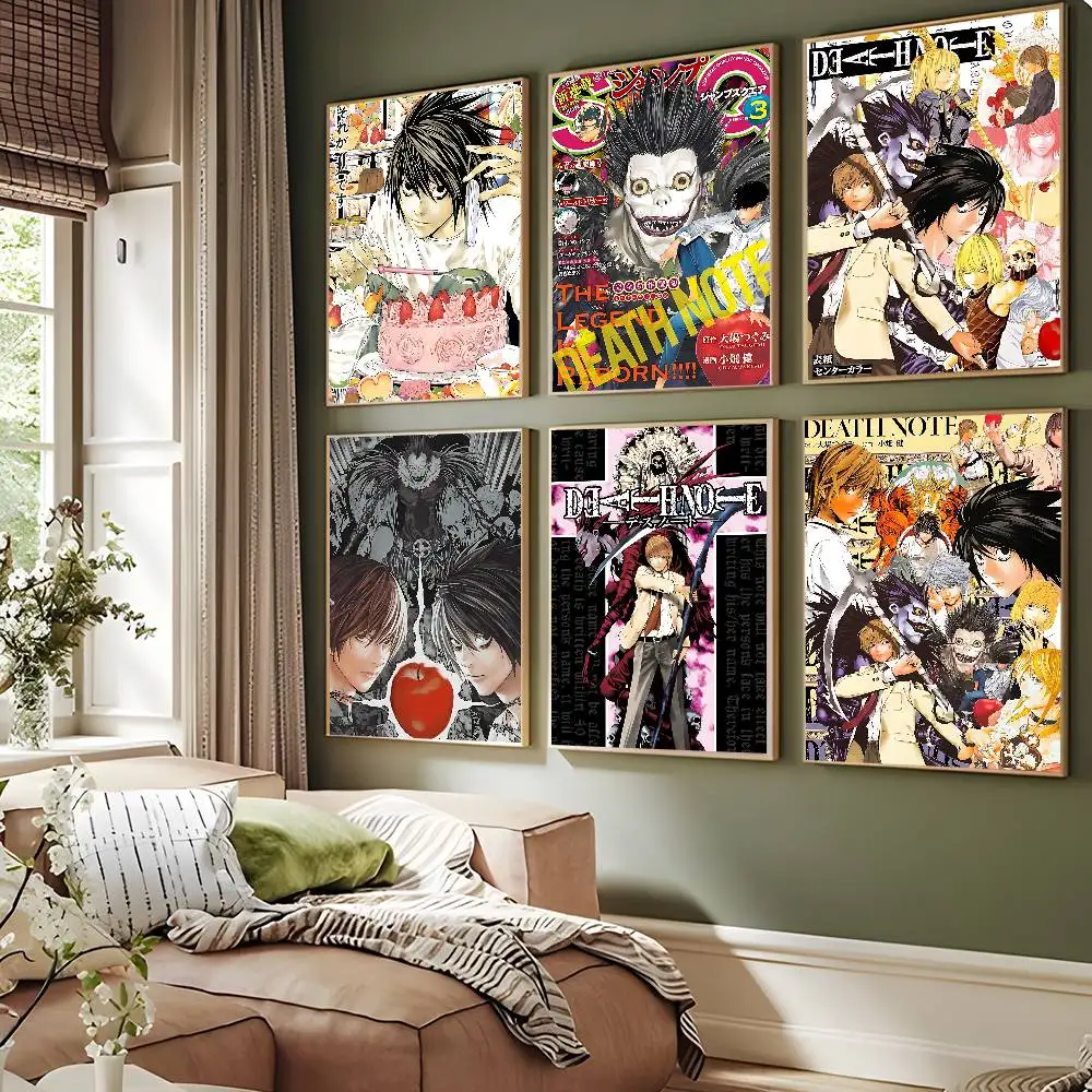 Anime D-Death Note DN L Movie Sticky Posters Retro Kraft Paper Sticker DIY Room Bar Cafe Aesthetic Art Wall Painting