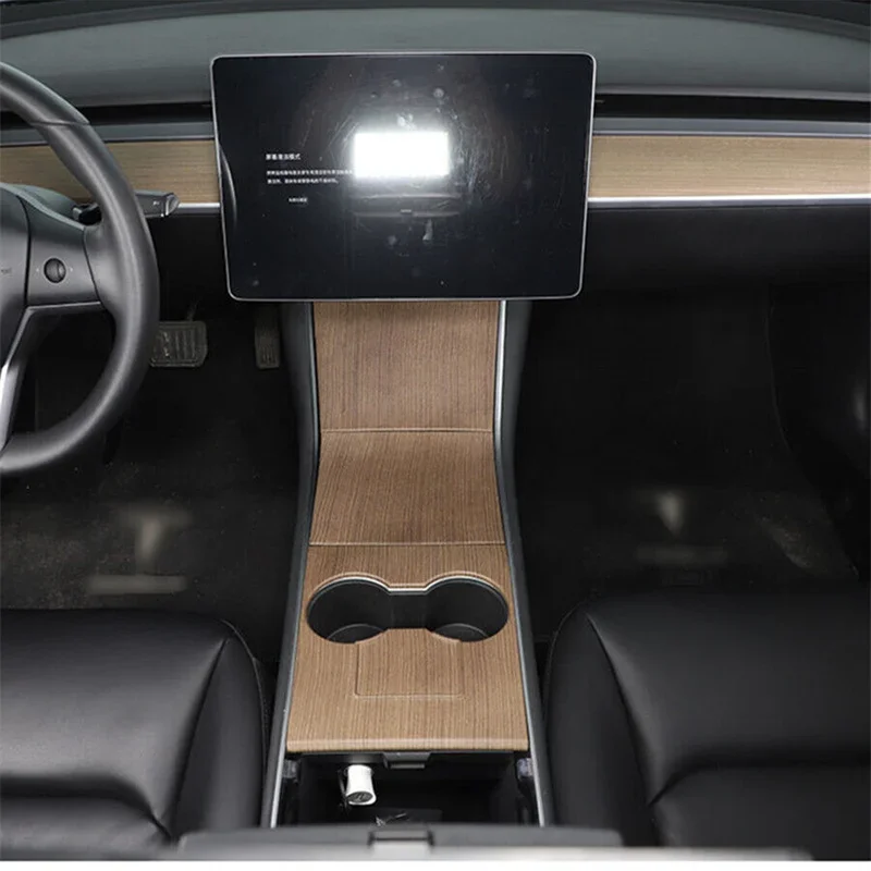 Car ABS Wood Grain Center Console Wrap Strip Cover Trim Panel per Tesla Model 3 Y 2017 2018 2019 2020 2021 2022