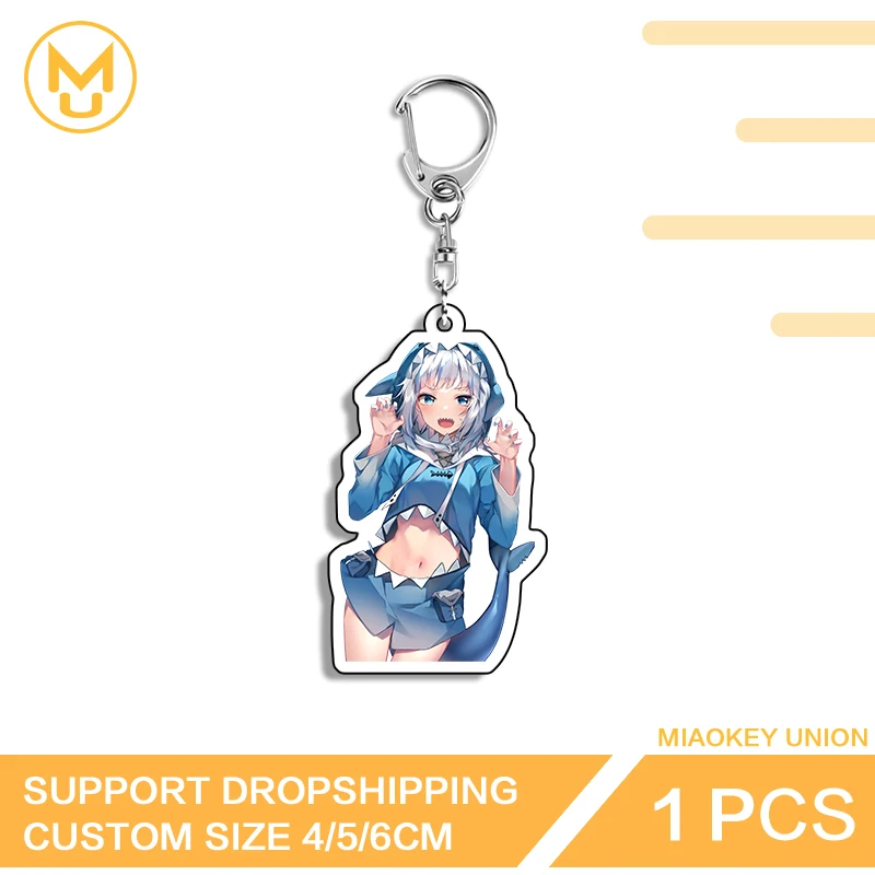 Vtuber Gawr Gura Kawaii Girl Art DIY Double Sided Key Chains Adorable Ingenious Accessories For Friends Fashion Key Ring Gifts