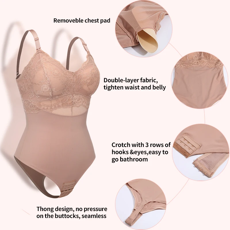 TUNIControl-Strings en dentelle pour femmes, costume de batterie, vêtements protubérants, sans couture, spoage complet du corps, taille amincissante, sous-vêtements, ventre plat, corset lisse