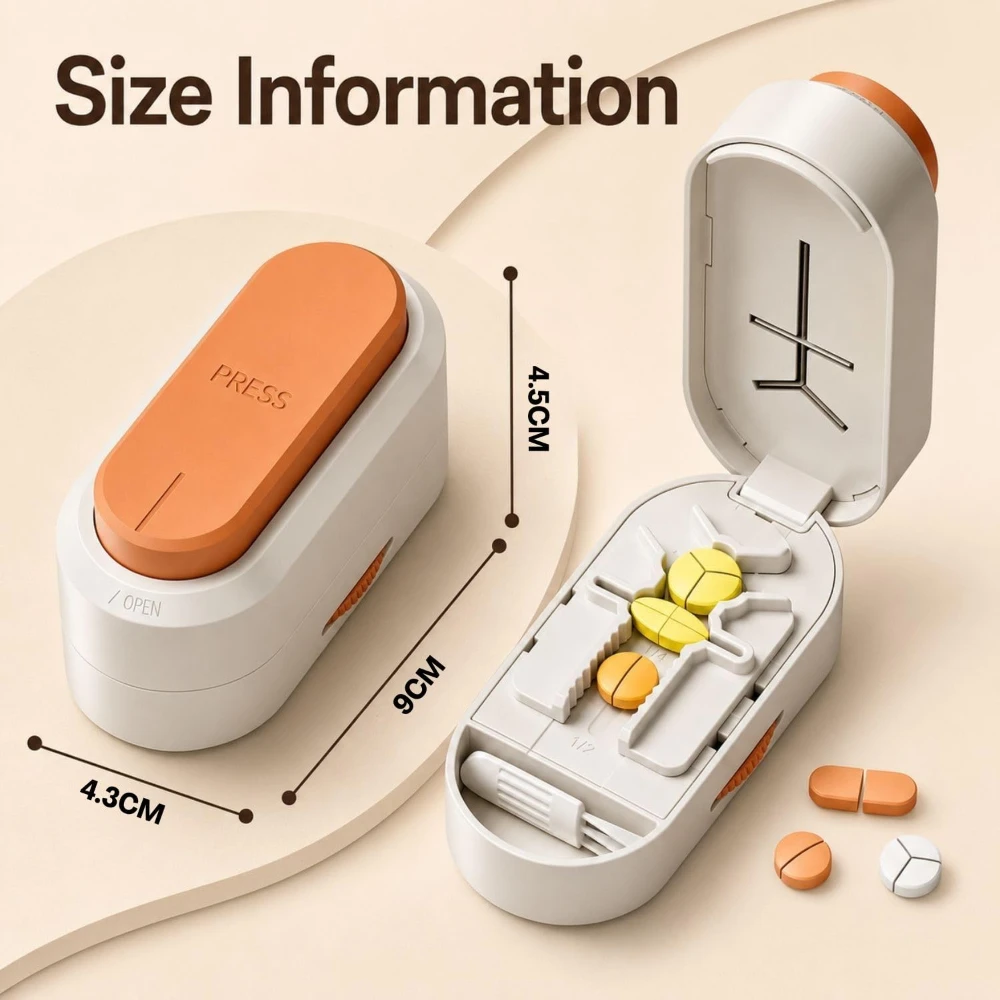 Pill Cutter 2/4/3 Segment Multiple Medicine Cutter Reusable Medicine Containers Medicine Storage with Accurate Pill Alignment