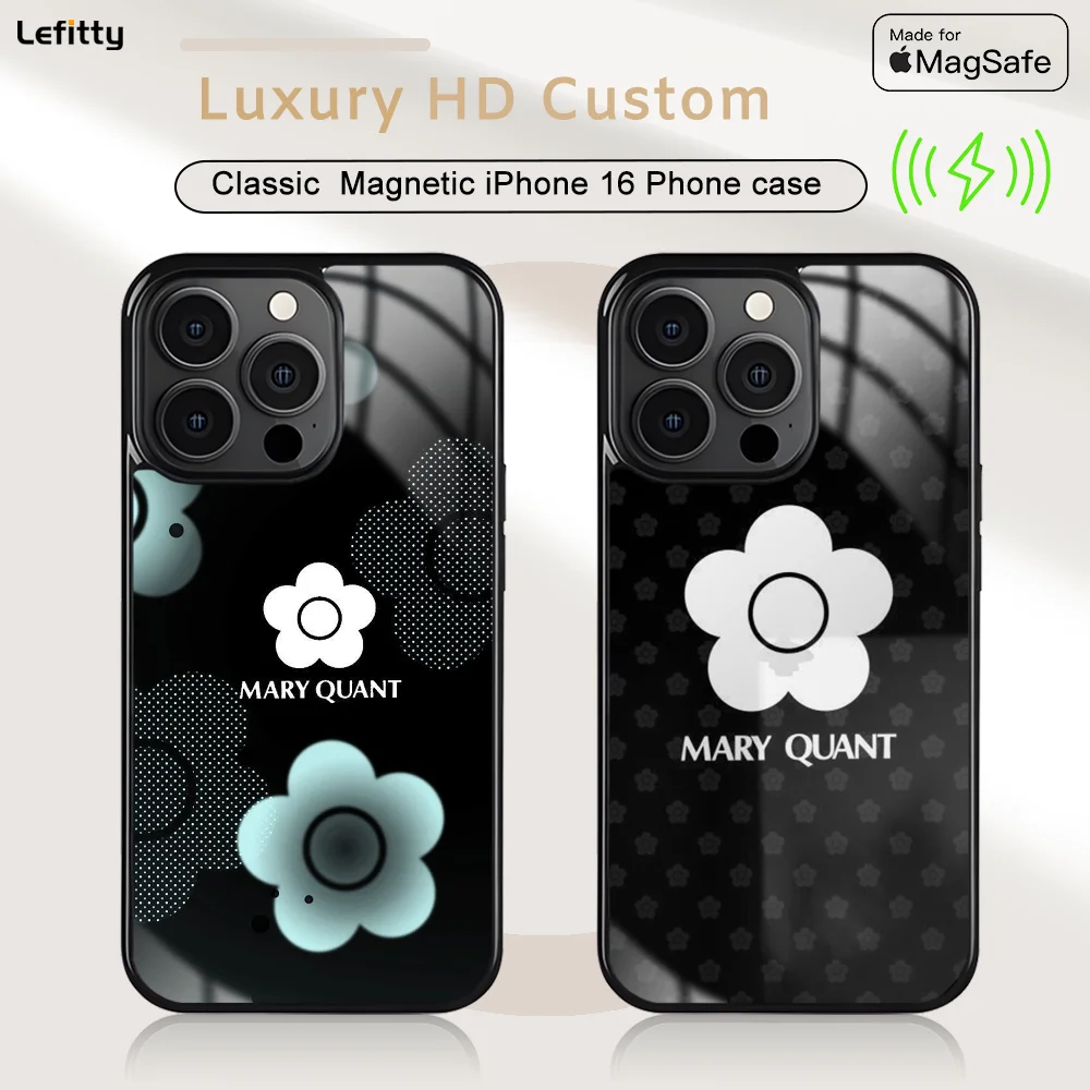 

M-Mary quant Phone Case For iPhone 16 15 14 13 12 11 Pro Max Plus Mini Magnetic Magsafe Wireless Charging Cover