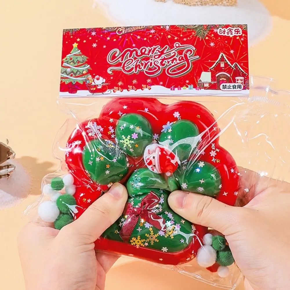 Super Large Christmas Cat Paw Squeeze Toys Slow Rebound Silicone Cartoon Fidget Toy Handmade Kneading Cat Paw Pinch Toy