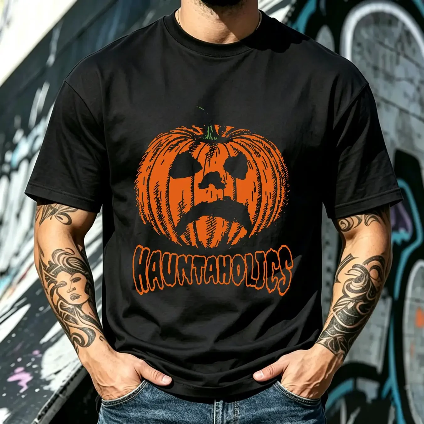 washed T Shirt Haunted Mound Hauntaholics Sematary long or short sleeves vintage Washed fashion Soft streetwear Unisex homme