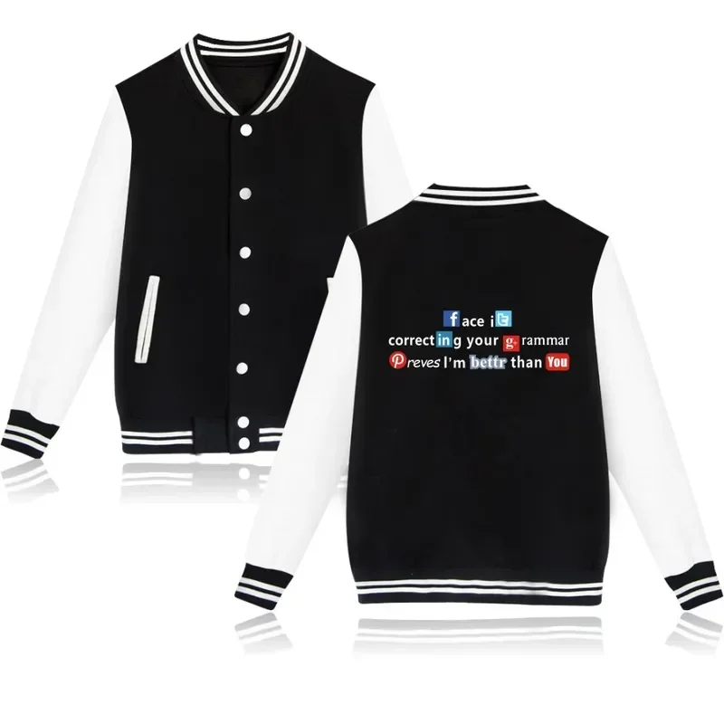 

Facebook Pattern Printed Jacket Women Baseball Jackets Funny Communication Tools Coats Fashion Streetwear Clothing