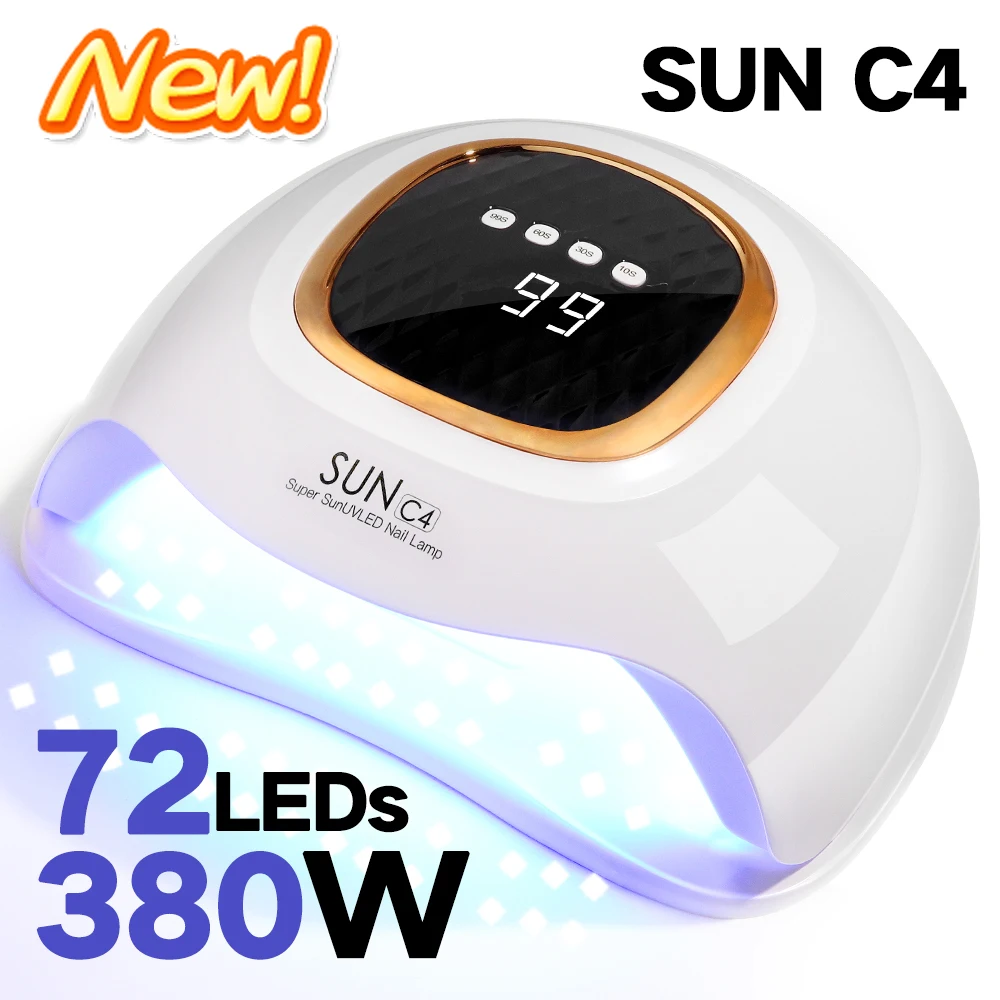 Secador de uñas profesional, lámpara UV LED de 380W, 72LED, 4 Ajustes de temporizador, Sensor automático, luz UV para salón de casa, herramientas de arte de uñas