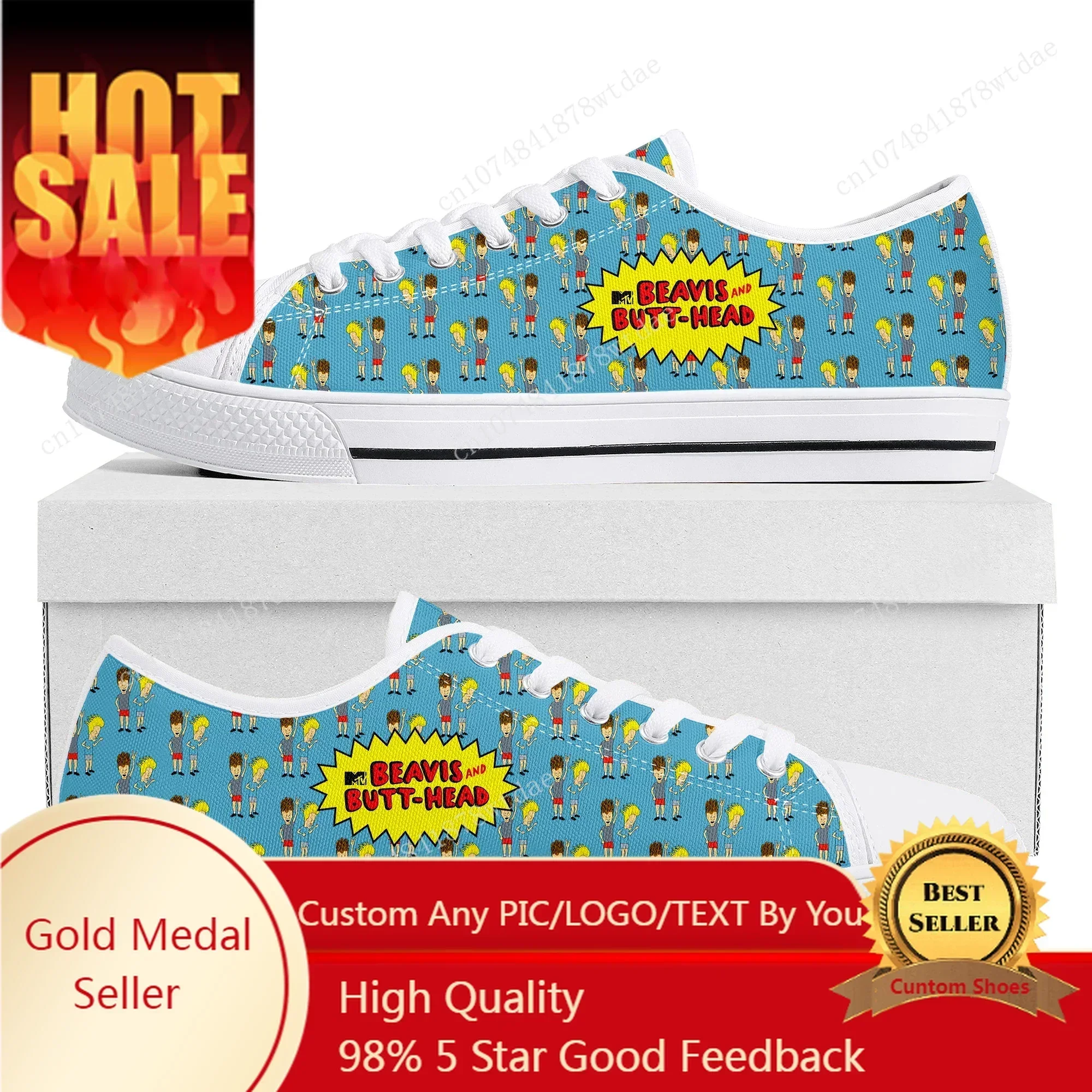 Butthead Butt Head Rock N Roll Low Top Sneakers Womens Mens High Quality Canvas Sneaker Couple Manga Custom Made Shoes