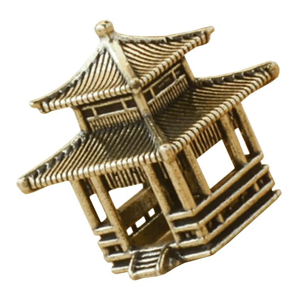 

VintageBonsai Ornament Decor Miniature Landscaping Pavilion Statue Brass Pavilions Tabletop Landscaping Adornment Metal Statue