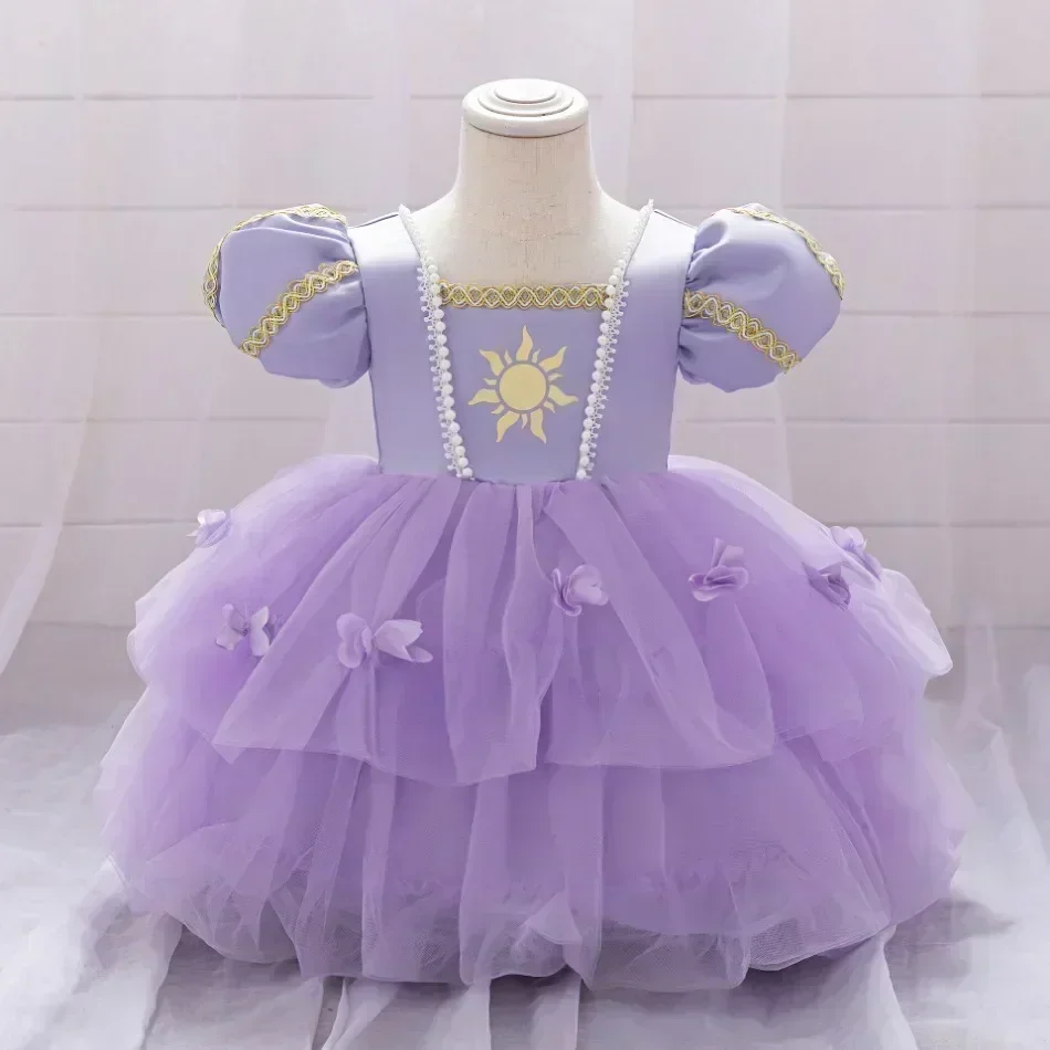 Rapunzel Sofia Alice Cosplay Princess Dress Girls Floral Birthday Carnival Halloween Party Fancy Clothes Kids Costume Accessory