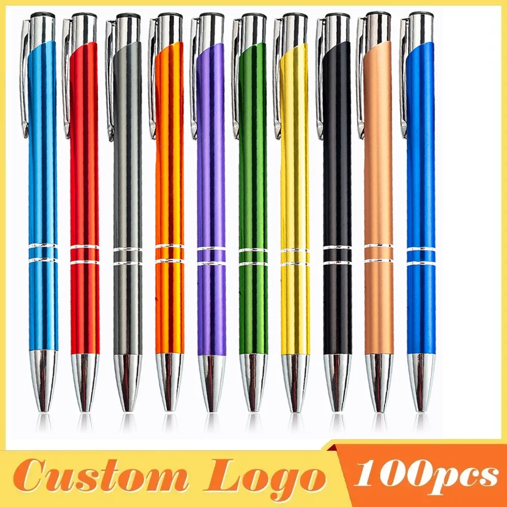 

100pcs/lot Hot Sell Custom Ballopint Pen Metal Ball Pen Support Print Logo Advertising Wholesale Personalized Pen Advertising