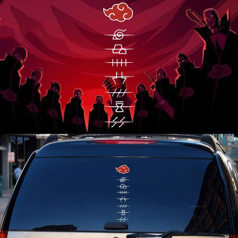 New Naruto Akatsuki Car Stickers Decorate Car Windows Glass Cartoon Car Stickers 38Cm Naruto Emblem Stickers Automobile Cartoon