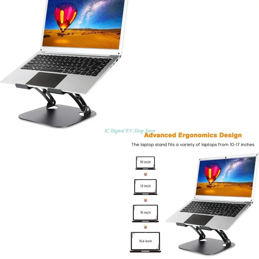 E74D Anti-slip Aluminum Alloy Cooling Pad Holder Desktop Bracket Adjustable Tablets Computer Stand for Notebook Laptops PC