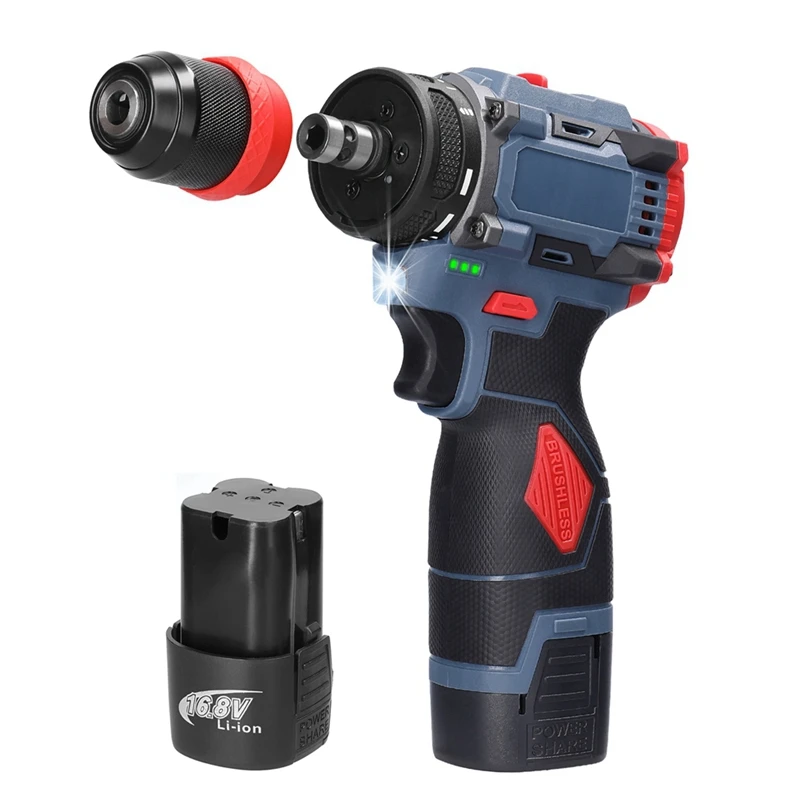 

16.8V 2-In-1 Lithium Drill Electric Screwdriver Multi-Function Power Tool 45Nm Torque Brushless Motor Screw Driver