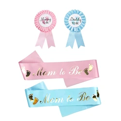 1Pcs Contton Blue Pink Shoulder Strap Badge Daddy Mommy To Be Badge Shoulder Strap  for Diy Celebrate Party Decorations