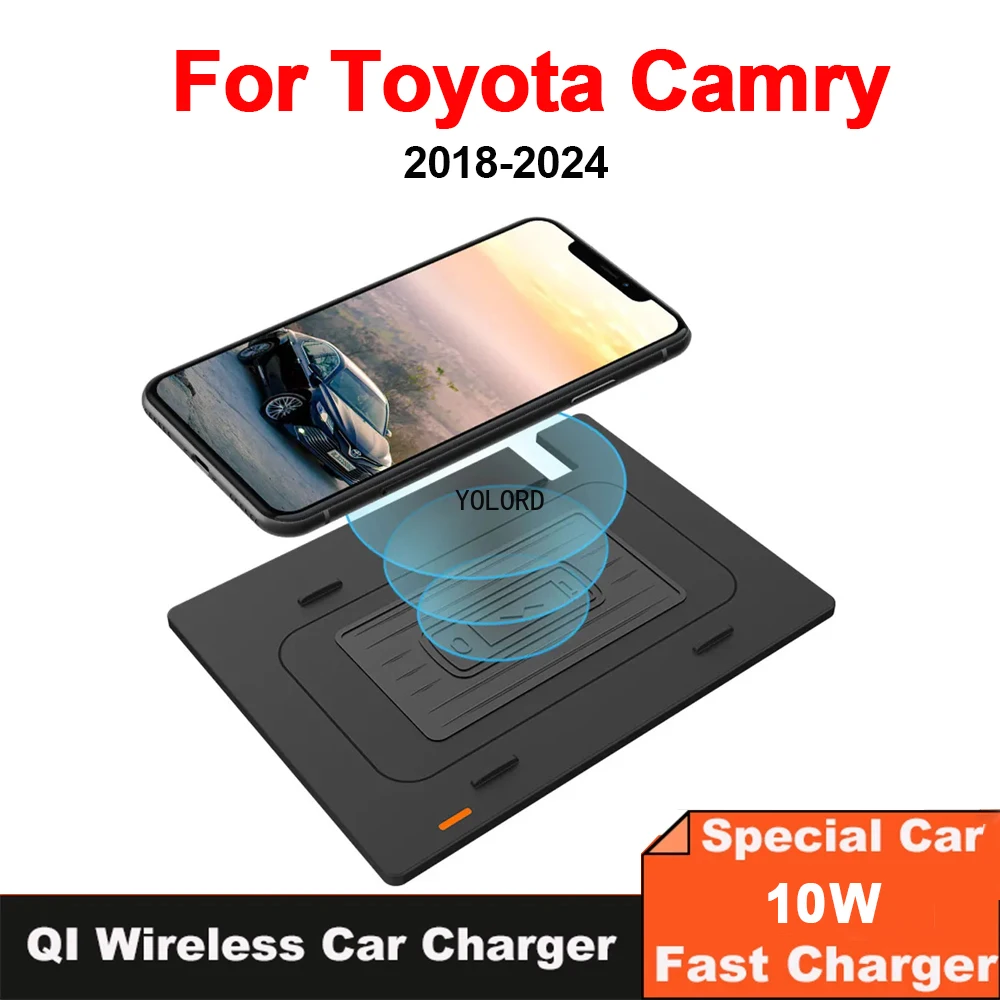 10W Wireless Charger Pad Plate for Toyota Camry Accessories 2018 2019 2020 2021 2022 2023 2024