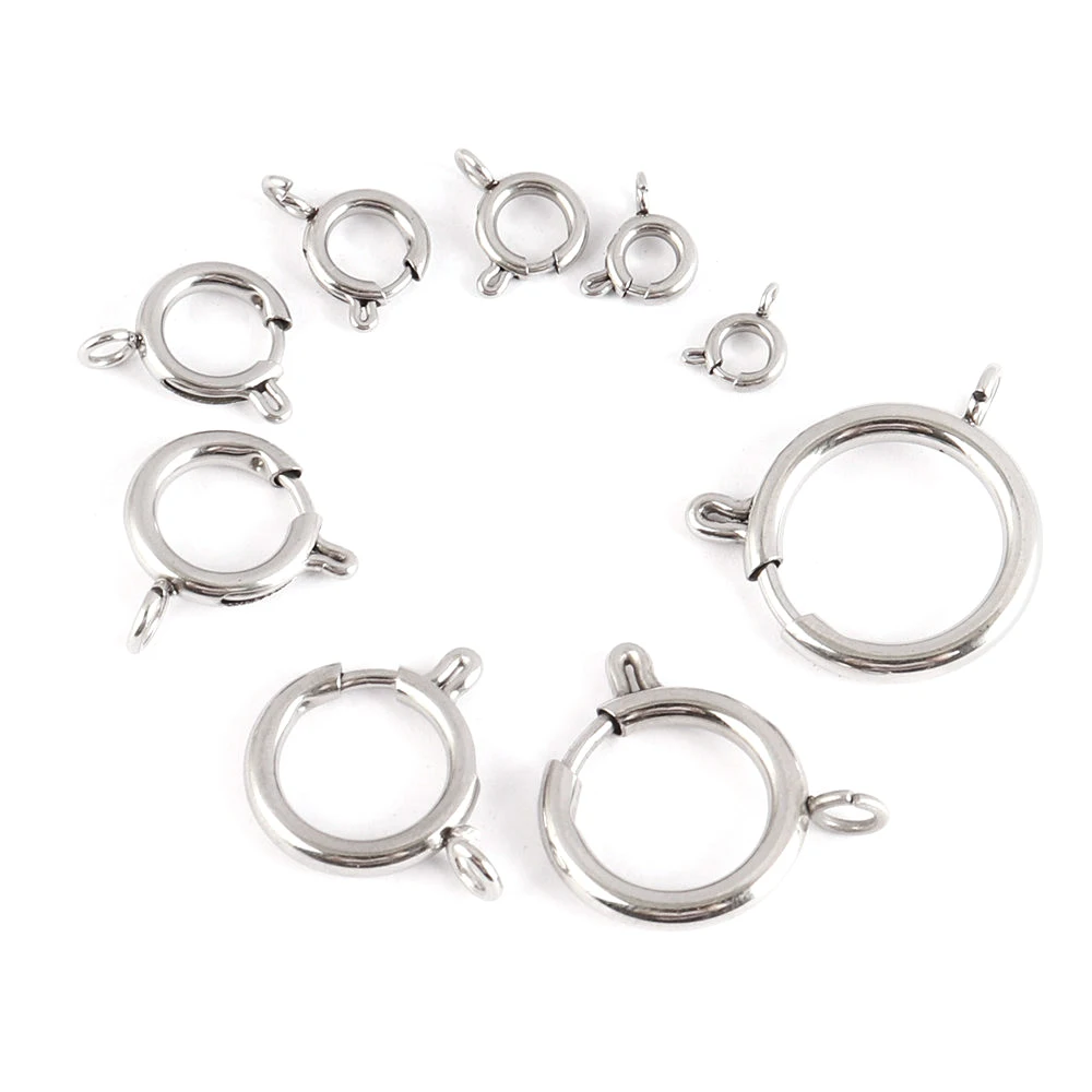 10pcs Stainless Steel Gold Round Spring Ring Clasps Connectors For Bracelet Necklace DIY Jewelry Making Findings Accessories