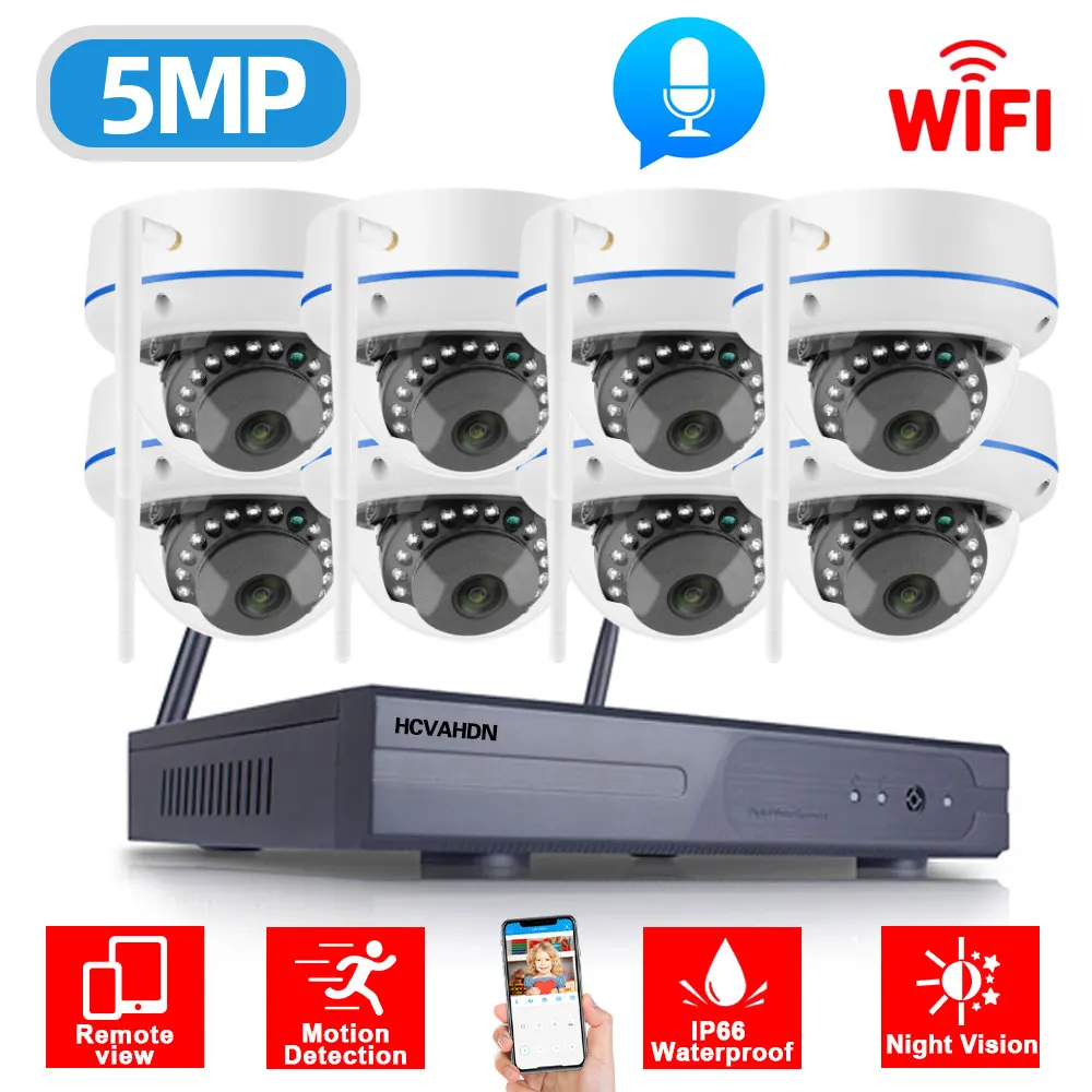 8CH IP Camera Wifi NVR Kit CCTV System 5MP Outdoot Waterproof Audio Wireless Dome Camera Video Surveillance System Set 8 Channel