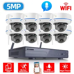 Caméra de Surveillance dôme IP sans fil, 5mp, 8 canaux, Wifi, Kit NVR, Audio, étanche, pour l'extérieur