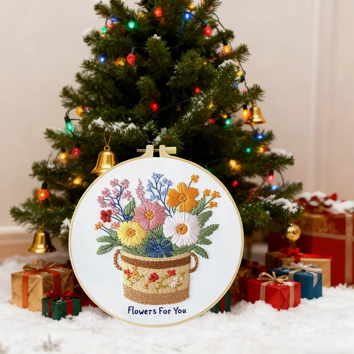 

1pc 20X20CM/15X15CM flower Embroidery Starter Kit DIY kit Home Decor Craft Painting Sewing Art