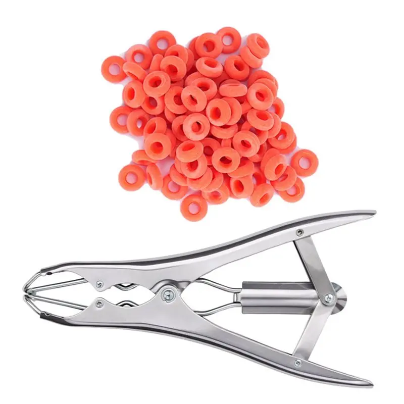 ABLN-Goat Tail Docking Ring Kit-For Farm Use Includes Applicator Pliers And 100 Rings, Castration Included