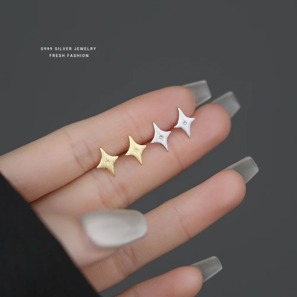 ITSMOS S999 Sterling Silver Earrings Pavé Crystal Flash Star Studs Minimalist Luxurious Elegant Earring for Women Gift