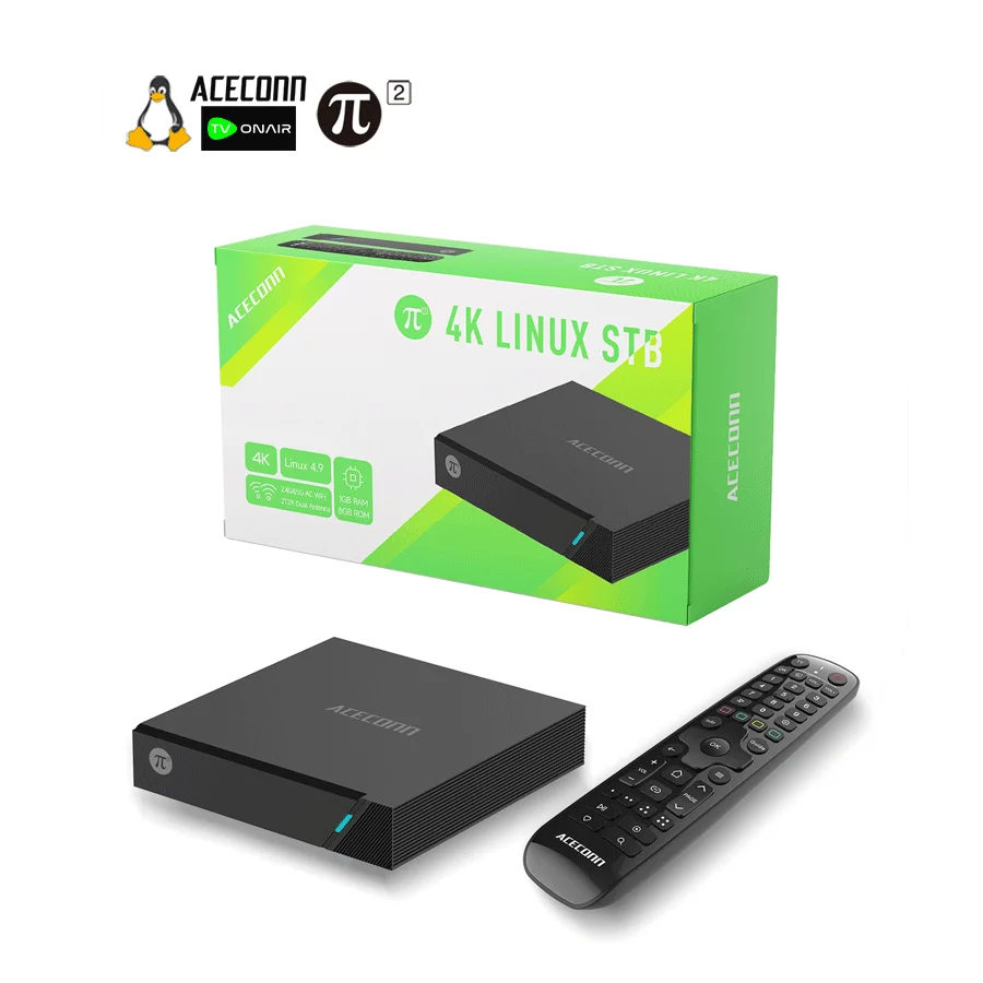 

ACECONN Pi2 Linux 4K HD STB Playe set-top box TV box IPTV full format decoding integrated remote control learning and memory